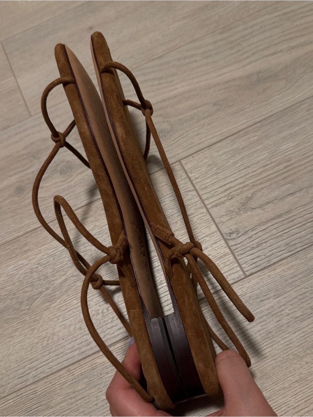 Loeffler randall brown suede strap minimal sandals size 9 - Picture 3 of 6